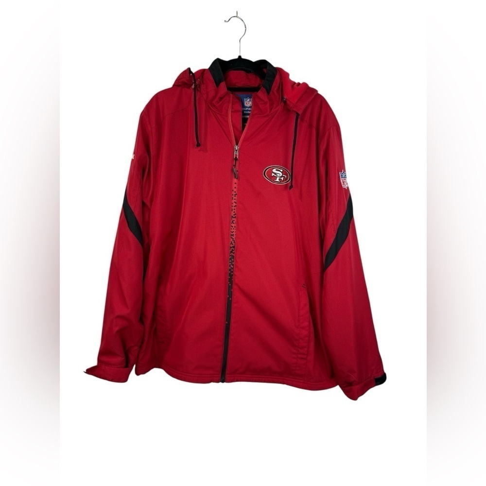 San Francisco 49ers mens RARE Reebok NFL, vintage, hooded On Field jacket Size M